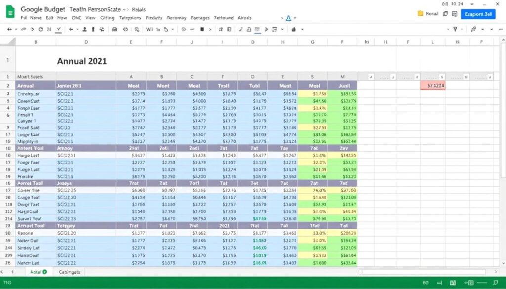 planilha orçamento anual google sheets