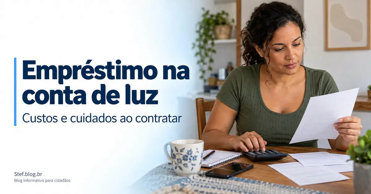 Pessoa comparando contas domésticas com calculadora, ilustrando cuidados antes de contratar crédito